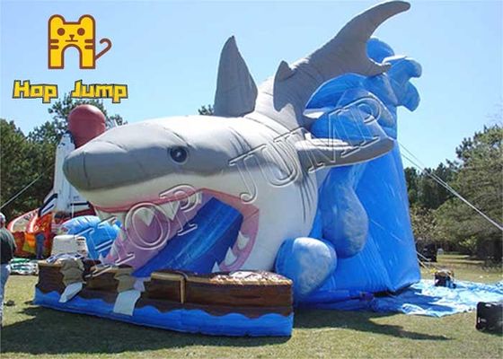 พีวีซีหนา 0.55 มม. ฉลามพองน้ำสไลด์ตีกลับ Combo Kids Inflatables