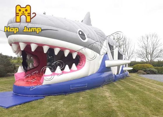 เด็กกลางแจ้ง Inflatables Shark สนามเด็กเล่นทำให้พอง Bounce House Combo