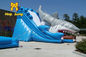 Giant Shark Kids สไลด์น้ำทำให้พอง Backyard Water Park Games